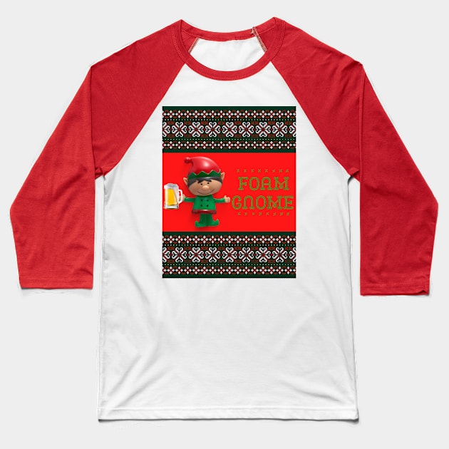 Foam Gnome Ugly Christmas Sweater Baseball T-Shirt by DadOfMo Designs